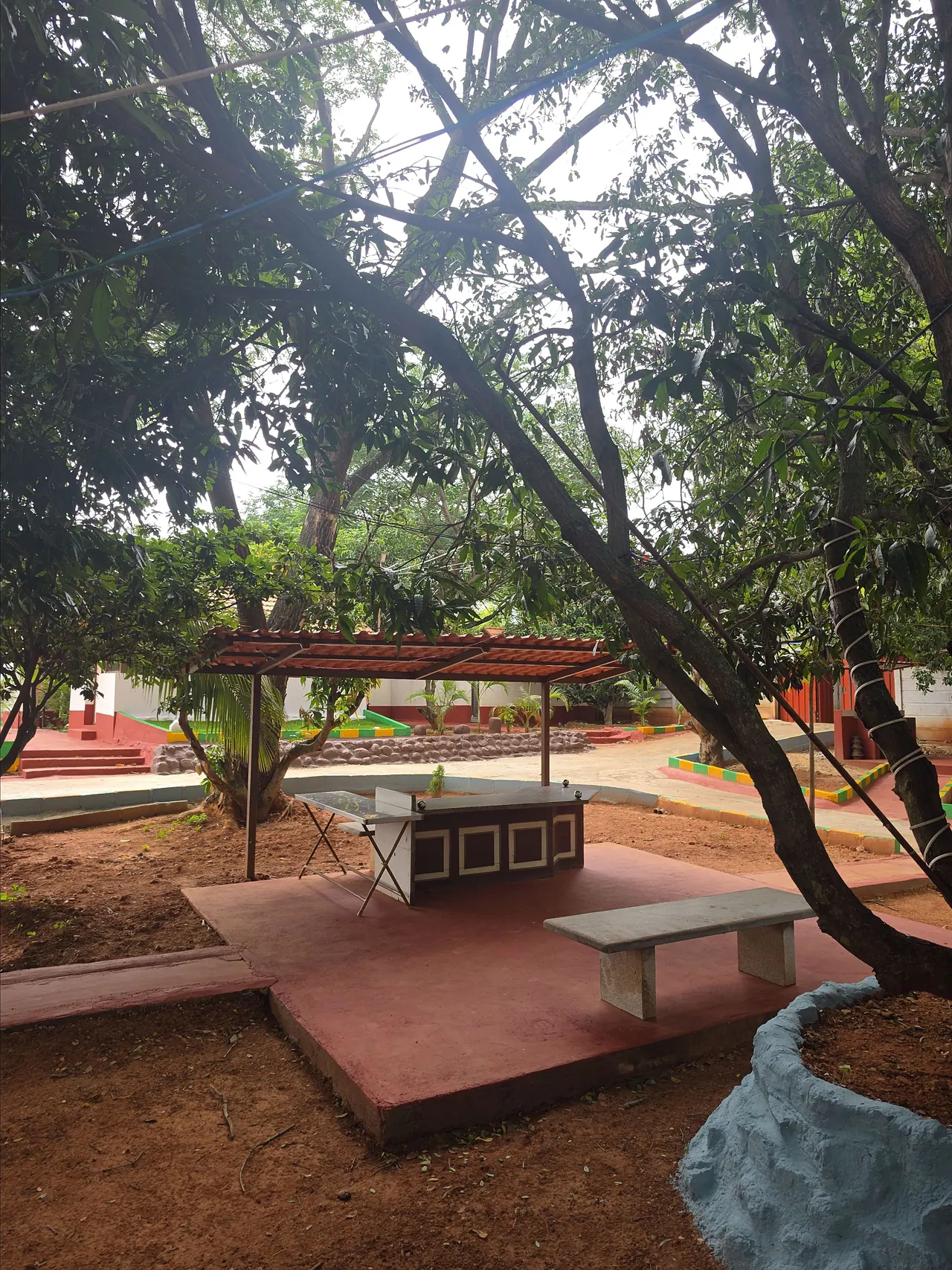 Outdoor buffet area
